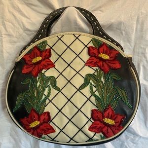 Isabella Fiore Round Leather Beaded Bag